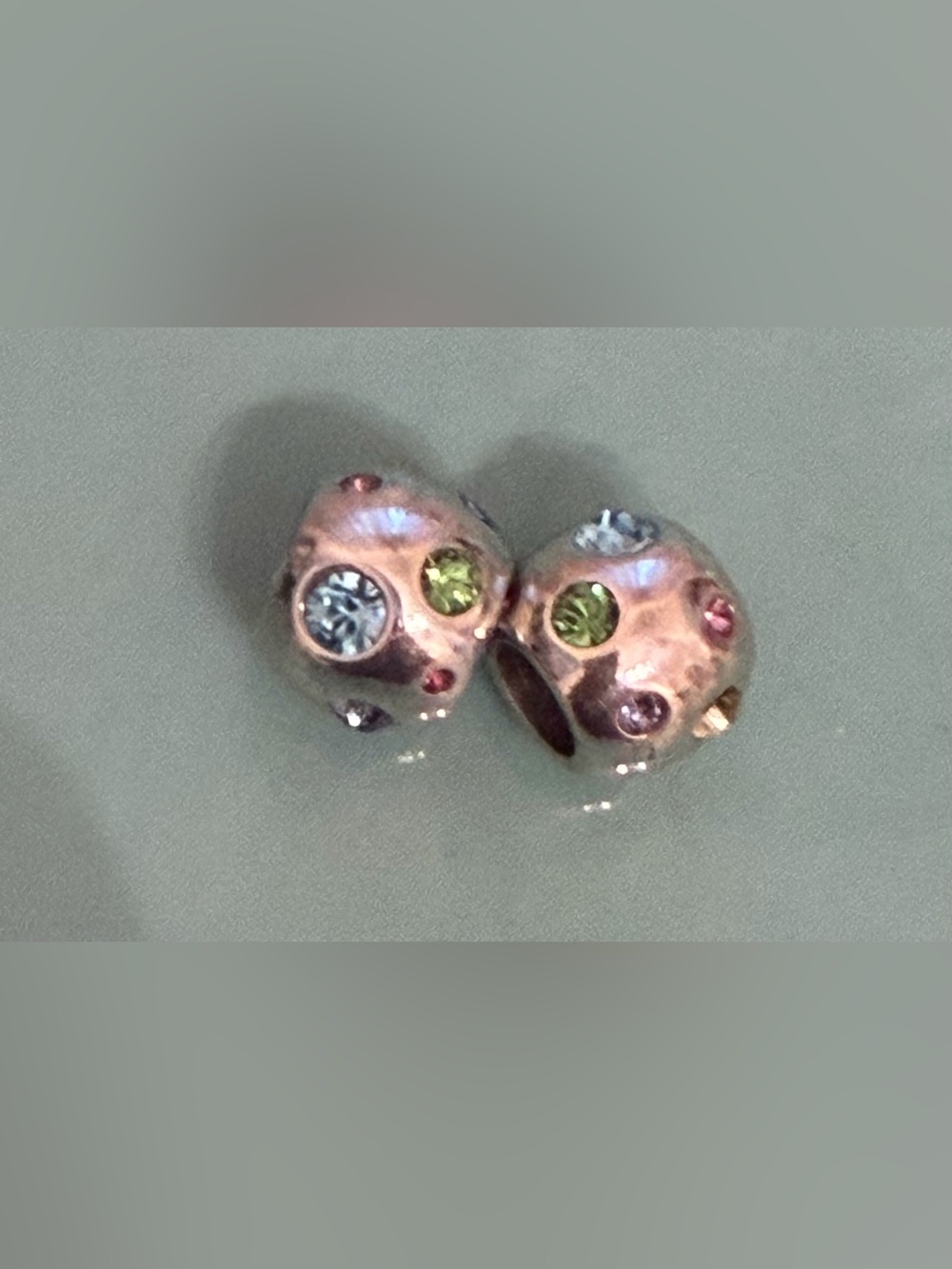 Brighton Silver Charm Beads with Colorful Crystal Accents - Set of 2